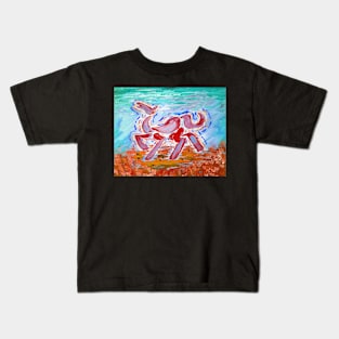 Abstract Horse Acrylic Painting - Red Variant Kids T-Shirt